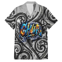 Chur Bro Shaka Sign Family Matching Off The Shoulder Long Sleeve Dress and Hawaiian Shirt New Zealand Koru Colorful Graffiti Splash