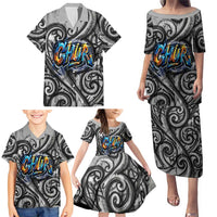 Chur Bro Shaka Sign Family Matching Puletasi and Hawaiian Shirt New Zealand Koru Colorful Graffiti Splash