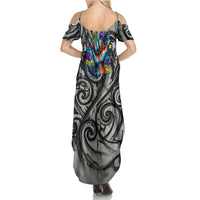 Chur Bro Shaka Sign Family Matching Summer Maxi Dress and Hawaiian Shirt New Zealand Koru Colorful Graffiti Splash