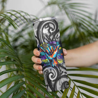Chur Bro Shaka Sign Skinny Tumbler New Zealand Koru Colorful Graffiti Splash