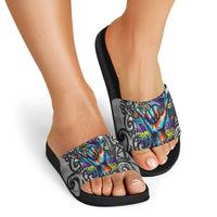 Chur Bro Shaka Sign Slide Sandals New Zealand Koru Colorful Graffiti Splash