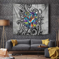 Chur Bro Shaka Sign Tapestry New Zealand Koru Colorful Graffiti Splash