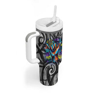 Chur Bro Shaka Sign Tumbler With Handle New Zealand Koru Colorful Graffiti Splash