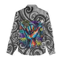 Chur Bro Shaka Sign Women Casual Shirt New Zealand Koru Colorful Graffiti Splash