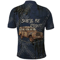 New Zealand She’ll Be Right Polo Shirt NZ Slang No. 8 Wire Map Pattern