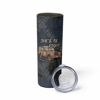 New Zealand She’ll Be Right Skinny Tumbler NZ Slang No. 8 Wire Map Pattern TS04 - Polynesian Pride