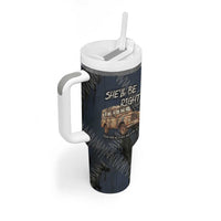 New Zealand She’ll Be Right Tumbler With Handle NZ Slang No. 8 Wire Map Pattern