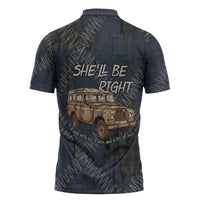 New Zealand She’ll Be Right Zipper Polo Shirt NZ Slang No. 8 Wire Map Pattern