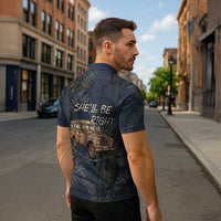 New Zealand She’ll Be Right Zipper Polo Shirt NZ Slang No. 8 Wire Map Pattern