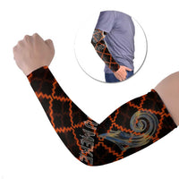 Tu Meke Maori New Zealand Slang Arm Sleeves with Glow Neon Step Style TS04 Set of 2 Black Orange - Polynesian Pride