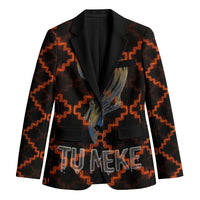 Tu Meke Maori New Zealand Slang Blazer with Glow Neon Step Style TS04 Unisex Black Orange - Polynesian Pride
