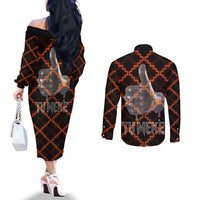 Tu Meke Maori New Zealand Slang Couples Matching Off The Shoulder Long Sleeve Dress and Long Sleeve Button Shirt with Glow Neon Step Style