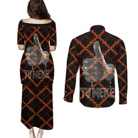 Tu Meke Maori New Zealand Slang Couples Matching Puletasi and Long Sleeve Button Shirt with Glow Neon Step Style