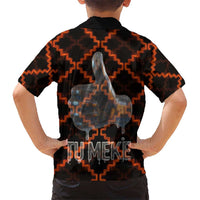 Tu Meke Maori New Zealand Slang Family Matching Off Shoulder Maxi Dress and Hawaiian Shirt with Glow Neon Step Style