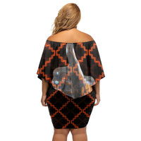 Tu Meke Maori New Zealand Slang Family Matching Off Shoulder Short Dress and Hawaiian Shirt with Glow Neon Step Style