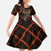 Tu Meke Maori New Zealand Slang Kid Short Sleeve Dress with Glow Neon Step Style