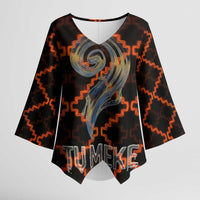 Tu Meke Maori New Zealand Slang Kimono Sleeve Blouse with Glow Neon Step Style
