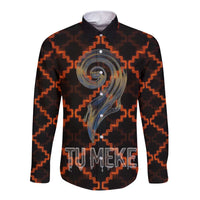 Tu Meke Maori New Zealand Slang Long Sleeve Button Shirt with Glow Neon Step Style