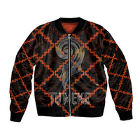 Tu Meke Maori New Zealand Slang Sleeve Zip Bomber Jacket with Glow Neon Step Style