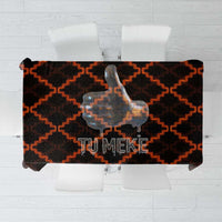 Tu Meke Maori New Zealand Slang Tablecloth with Glow Neon Step Style TS04 Black Orange - Polynesian Pride