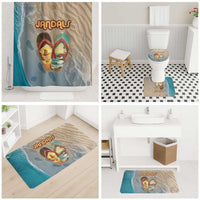 Kiwi Jandal Beach Life Bathroom Set New Zealand Flip Flops Ocean Wave Surf Style