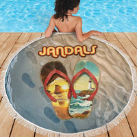 Kiwi Jandal Beach Life Beach Blanket New Zealand Flip Flops Ocean Wave Surf Style