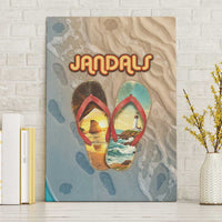 Kiwi Jandal Beach Life Canvas Wall Art New Zealand Flip Flops Ocean Wave Surf Style
