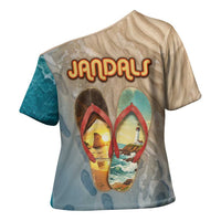 Kiwi Jandal Beach Life Cross Shoulder Shirt New Zealand Flip Flops Ocean Wave Surf Style TS04 - Polynesian Pride
