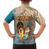 Kiwi Jandal Beach Life Family Matching Off Shoulder Short Dress and Hawaiian Shirt New Zealand Flip Flops Ocean Wave Surf Style