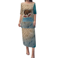 Kiwi Jandal Beach Life Family Matching Puletasi and Hawaiian Shirt New Zealand Flip Flops Ocean Wave Surf Style