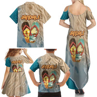 Kiwi Jandal Beach Life Family Matching Summer Maxi Dress and Hawaiian Shirt New Zealand Flip Flops Ocean Wave Surf Style