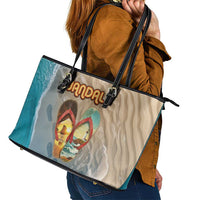 Kiwi Jandal Beach Life Leather Tote Bag New Zealand Flip Flops Ocean Wave Surf Style TS04 - Polynesian Pride