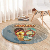 Kiwi Jandal Beach Life Round Carpet New Zealand Flip Flops Ocean Wave Surf Style