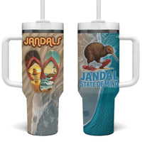 Kiwi Jandal Beach Life Tumbler With Handle New Zealand Flip Flops Ocean Wave Surf Style