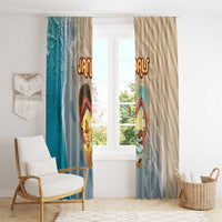 Kiwi Jandal Beach Life Window Curtain New Zealand Flip Flops Ocean Wave Surf Style