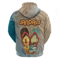 Kiwi Jandal Beach Life Zip Hoodie New Zealand Flip Flops Ocean Wave Surf Style