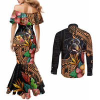 Polynesian Rottweiler Couples Matching Mermaid Dress and Long Sleeve Button Shirts Polynesian Pattern And Rottweiler TS04 - Polynesian Pride