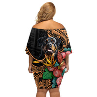 Polynesian Rottweiler Off Shoulder Short Dress Polynesian Pattern And Rottweiler TS04 - Polynesian Pride