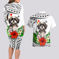Polynesian Shih Tzu Couples Matching Long Sleeve Bodycon Dress and Hawaiian Shirt Polynesian Pattern And Shih Tzu TS04 - Polynesian Pride