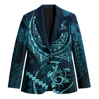 Chuuk Deep Into Truk Lagoon Blazer Polynesian Tribal Pattern Wreck Diving Teal Ship Art