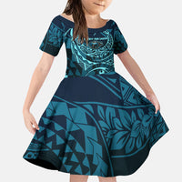 Chuuk Deep Into Truk Lagoon Family Matching Long Sleeve Bodycon Dress and Hawaiian Shirt Polynesian Tribal Pattern Wreck Diving Teal Ship Art