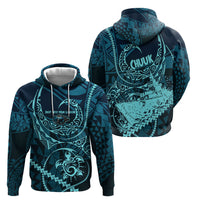 Chuuk Deep Into Truk Lagoon Hoodie Polynesian Tribal Pattern Wreck Diving Teal Ship Art