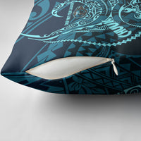 Chuuk Deep Into Truk Lagoon Pillow Cover Polynesian Tribal Pattern Wreck Diving Teal Ship Art