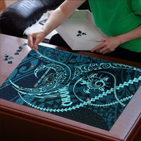 Chuuk Deep Into Truk Lagoon Puzzle Polynesian Tribal Pattern Wreck Diving Teal Ship Art