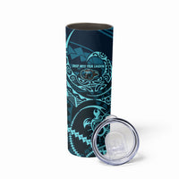 Chuuk Deep Into Truk Lagoon Skinny Tumbler Polynesian Tribal Pattern Wreck Diving Teal Ship Art