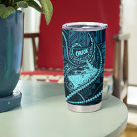 Chuuk Deep Into Truk Lagoon Tumbler Cup Polynesian Tribal Pattern Wreck Diving Teal Ship Art