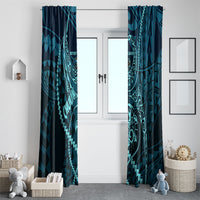 Chuuk Deep Into Truk Lagoon Window Curtain Polynesian Tribal Pattern Wreck Diving Teal Ship Art