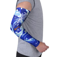 Chuuk Micronesian Roots Arm Sleeves Polynesian Tribal Pattern Hibiscus Flower And Stingray Art