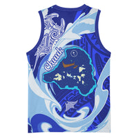 Chuuk Micronesian Roots Basketball Jersey Polynesian Tribal Pattern Hibiscus Flower And Stingray Art
