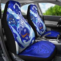 Chuuk Micronesian Roots Car Seat Cover Polynesian Tribal Pattern Hibiscus Flower And Stingray Art